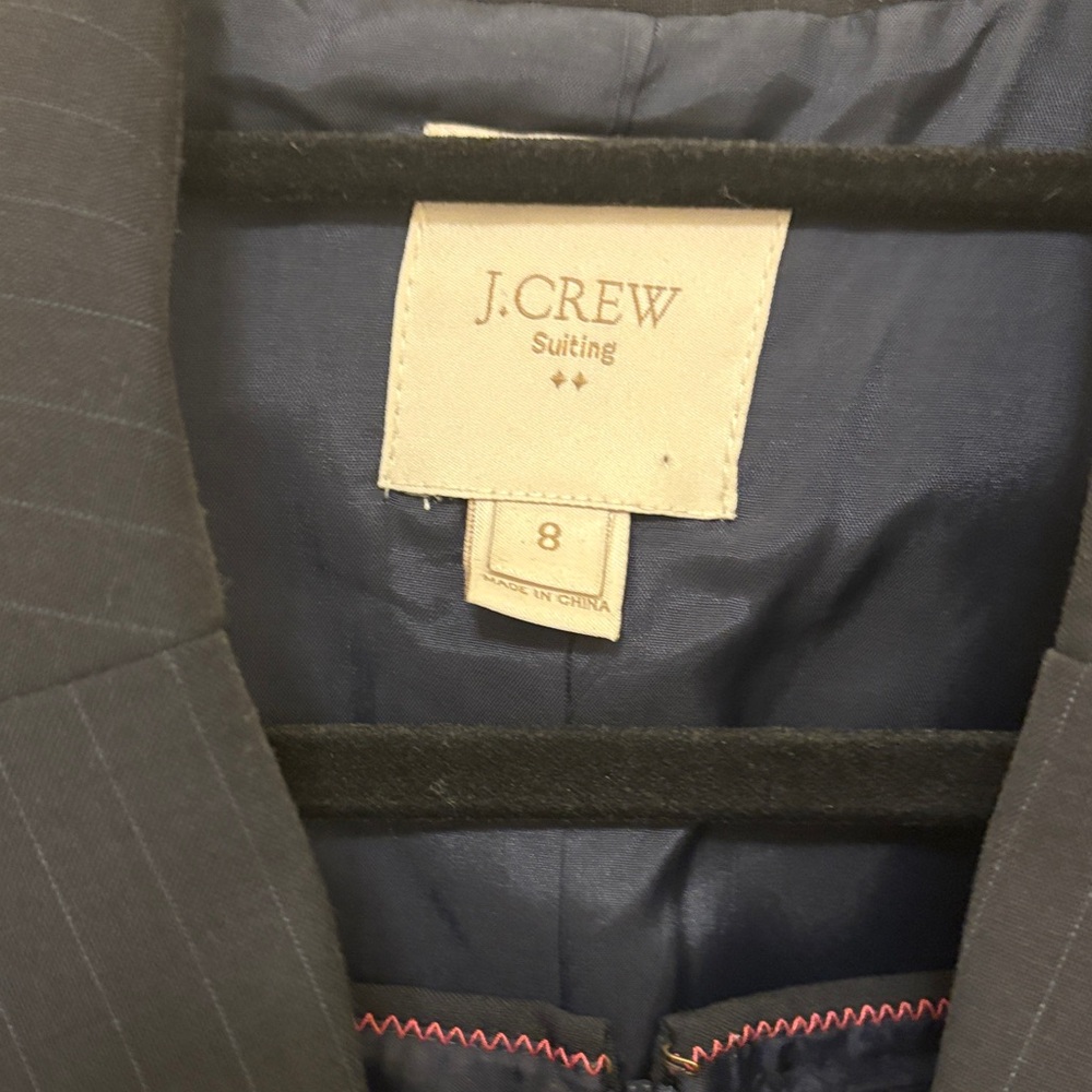 J. Crew Navy Blue Pinstripe Suit Jacket and Skirt - Picture 3 of 6